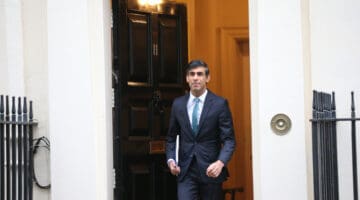 British chancellor, Rishi Sunak, leaving 11 Downing Street